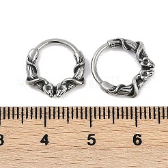 スネーク 316 サージカルステンレススチール フープピアス  フープノーズリング  アンティークシルバー  14x3mm&nbsp;EJEW-G416-20AS