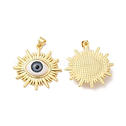 Evil Eye Resin Brass Pendants&nbsp;RESI-E026-02G-M