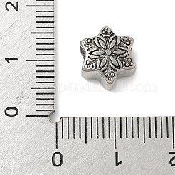 304ステンレススチールヨーロピアンビーズ  大穴ビーズ  ダビデの星  アンティークシルバー  11x9x6mm  穴：4.5mm&nbsp;STAS-S183-13AS-A