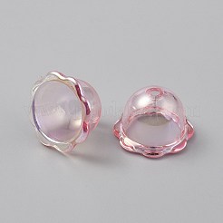 紫外線めっきアクリルビーズキャップ  花  ピンク  24x15.5mm  穴：3mm  内径：16.5mm&nbsp;PACR-TAC0001-03B