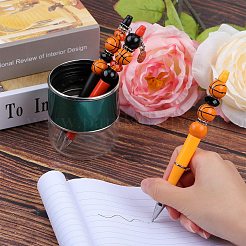 DIYバスケットボールビーズペン作成キット  合金クラスプを含む  天然木とガラスのラウンドビーズ  プラスチックボールペン  合金エナメルチャーム  ミックスカラー  114個/箱&nbsp;DIY-SZ0009-96