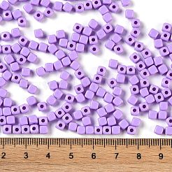 不透明なアクリルビーズ  キューブ  スミレ  4x4x4mm  穴：1.4mm&nbsp;OACR-B025-06F