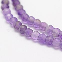 天然石アメジストビーズ連売り  多面カット  ラウンド  3mm  穴：0.5~0.6mm  約127~135個/連  15.3~15.7インチ（39~40cm）&nbsp;G-F460-50