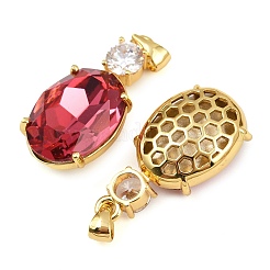 Brass Micro Pave Cubic Zirconia Pendants&nbsp;KK-B150-30G-01