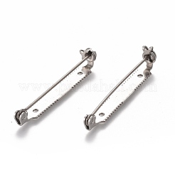 変色防止 304 ステンレススチール ブローチピン バックバー金具  ステンレス鋼色  38x5x6mm  ピン：0.8mm&nbsp;STAS-P249-24P