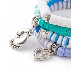 4Pcs 4 Styles Polymer Clay Heishi Beads Stretch Bracelets Sets&nbsp;BJEW-JB05903