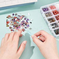 天然および合成混合宝石とガラスチップビーズ  染めと未染色の混合  5~8mm  穴：1mm  15色  約24~28g /カラー  約360~420g/ボックス&nbsp;G-NB0002-07