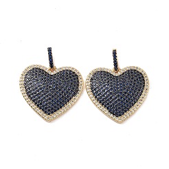 Heart Brass Micro Pave Cubic Zirconia Pendants&nbsp;KK-G435-04G-03