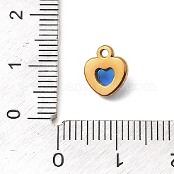 304ステンレスペンダント  ラインストーン付き  ハートチャーム  多面カット  ゴールドカラー  サファイア  9x8x3.5mm  穴：1.2mm&nbsp;STAS-Z199-02G-07