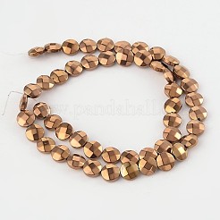 Electroplated Non-magnetic Synthetic Hematite Flat Round Bead Strands&nbsp;G-L368-06A