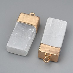 天然亜セレン酸塩ペンダント  鉄ループ付き  長方形  ライトゴールド  34~35.5x14.5~17x9~10mm  穴：2.5mm&nbsp;X-G-Z007-01G