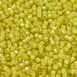 MIYUKIデリカビーズ  シリンダー  日本製シードビーズ  11/0  （db1776)白い裏地が黄色のab  1.3x1.6mm  穴：0.8mm  約2000PCS /ボトル  10 G /ボトル&nbsp;SEED-JP0008-DB1776