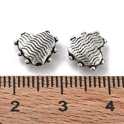 チベット風合金ビーズ  カドミウムフリー＆鉛フリー  ハート  アンティークシルバー  8.5x9.5x3.5mm  穴：1.2mm  約1428個/1000g&nbsp;FIND-A035-18AS