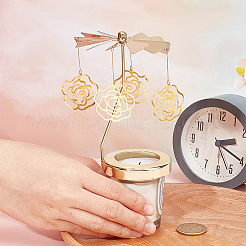 430 and 201 Stainless Steel Rotating Candlestick Tealight Candle Holder&nbsp;DJEW-WH0039-25B-G
