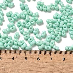 焼付塗装ガラスシードビーズ  ピーナッツ  アクアマリン  5.5~6x3~3.5x3mm  穴：1~1.2mm  約4000個/ポンド&nbsp;SEED-K009-01A-05