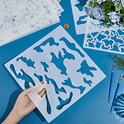 9Pcs 9 Styles PET Plastic Hollow Out Drawing Painting Stencils Templates Sets&nbsp;DIY-WH20081-050
