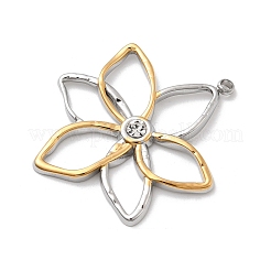 304ステンレスペンダント  ゴールデン·ステンレス鋼色  花  30x25x2mm  穴：1.5mm&nbsp;X-STAS-A126-03B-GP