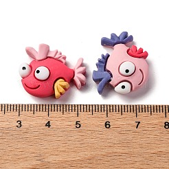 海洋生物をテーマにした不透明樹脂のデコデンカボション  ミックスカラー  魚  20~27x21~26x7~9mm&nbsp;RESI-S07-04A