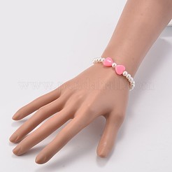 模造パールアクリルビーズのストレッチ子供のブレスレット  不透明なアクリルビーズで  ミックスカラー  43mm&nbsp;BJEW-JB02071
