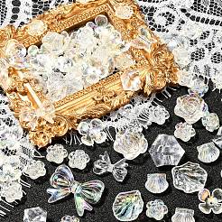 DIYジュエリー作りパーツキット  レジンビーズとカボションを含む  花と蝶と蝶結びと貝殻  透明  12~22.5x12~29x5~15mm  穴：1.5~1.8mm  約120個/100g&nbsp;DIY-CJC0002-005
