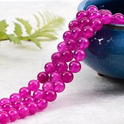 DIYジュエリーブレスレット作りキット  3連売り8mm染めの丸い天然白翡翠ビーズと平らな弾性糸  マゼンタ  8mm  穴：1mm  約49個/連  15.16''（38.5センチメートル）  1連 /セット&nbsp;DIY-SZ0003-69M