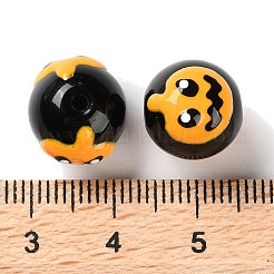 Halloween Themed Baking Paint Glass Beads Strands&nbsp;LAMP-L078-001B