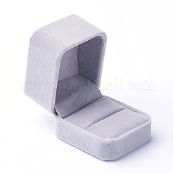 ベルベットのリングボックス  アクセサリー類のギフトボックス  長方形  ライトグレー  5.1x6.0x4.7cm&nbsp;X-OBOX-G010-05D