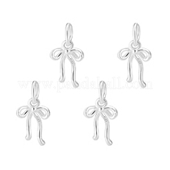 スターリングシルバーの蝶結びチャーム4個、925個  丸カンとスタンプ925個付き  銀  11x8.5x2mm  穴：3.5mm&nbsp;STER-PH0003-40