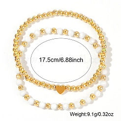 2Pcs Elegant Brass & Gemstone Bracelet Sets&nbsp;GH1695