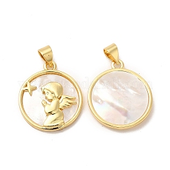 Rack Plating Brass with Shell Pendants&nbsp;KK-B068-32G