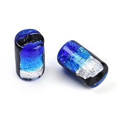 手作り銀箔ガラスベネチアンビーズ  コラム  カラフル  13~14x8~8.5mm  穴：1.4~1.8mm&nbsp;LAMP-I027-03B