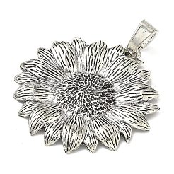 チベット風合金ビッグサイズペンダントトップ  花のチャーム  アンティークシルバー  58x56x3mm  穴：5x11.5mm&nbsp;FIND-D037-02AS-02