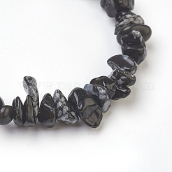 Natural Snowflake Obsidian Chip Beads Anklets&nbsp;AJEW-AN00229-04