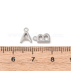304ステンレススチールチャーム26個  a～zの文字  ステンレス鋼色  9~9.5x2~8.5x2mm  穴：1.2mm&nbsp;STAS-D129-01P