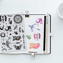 Boho Style Feather Plastic Clear Stamps&nbsp;DIY-WH0584-0002