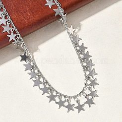 304 Stainless Steel Star Tassel Necklaces for Women&nbsp;NJEW-D328-04P