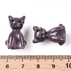 手作りランプワークビーズ  猫の形  ロージーブラウン  21x14.5x12.5mm  穴：1.8mm&nbsp;LAMP-T021-19B