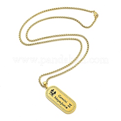 Constellation 304 Stainless Steel Micro Pave Clear Cubic Zirconia Wheat Chain Pendant Necklaces for Women Men&nbsp;LS-NJEW-U007-01E