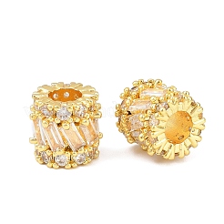 Column Brass Micro Pave Clear Cubic Zirconia European Beads&nbsp;KK-C142-09G