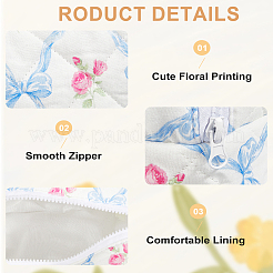 2Pcs 2 Colors Flower Print Cotton & Polyester Cosmetic Zipper Bag&nbsp;AJEW-CN0002-82