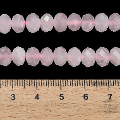 天然石ローズクォーツビーズ連売り  多面カット  ロンデル  8x5.5mm  穴：1.2mm  約69個/連  15.16''（38.5センチメートル）&nbsp;G-Z111-A17