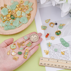 2 Sets 2 Styles Alloy & Glass Charms&nbsp;FIND-AR0006-17