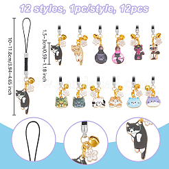 Cat Shape Alloy Enamel Pendant Decorations&nbsp;HJEW-OC00001