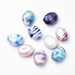 手作りランプワークビーズ  オーバル  ミックスカラー  21x17x12mm  穴：1~3mm&nbsp;X-LAMP-R540-M