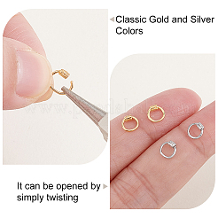 スターリングシルバー製ロック式カラビナ 4色 2個  プラチナ·ゴールデン  リング  6x1~2mm  2個/カラー&nbsp;STER-GA0001-35A
