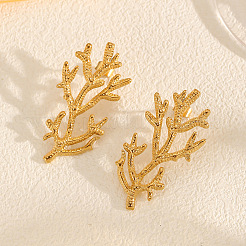 304 Stainless Steel Coral Shape Stud Earrings for Women&nbsp;WGF2D78-01