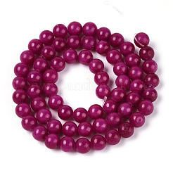 Dyed Natural Mashan Jade Round Beads Strands&nbsp;G-T139-6mm-67D