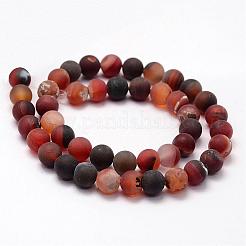Frosted Natural Agate Beads Strands&nbsp;G-F365-8mm-01