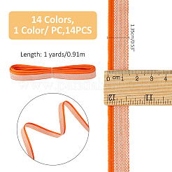 14色のポリコットンリボン14個  本のヘッドバンド  製本アクセサリー  ミックスカラー  1/2インチ（13.5mm）  1pc /カラー&nbsp;OCOR-FH0001-37