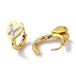 Crystal Rhinestone Heart with Butterfly Hoop Earrings&nbsp;EJEW-A094-08G